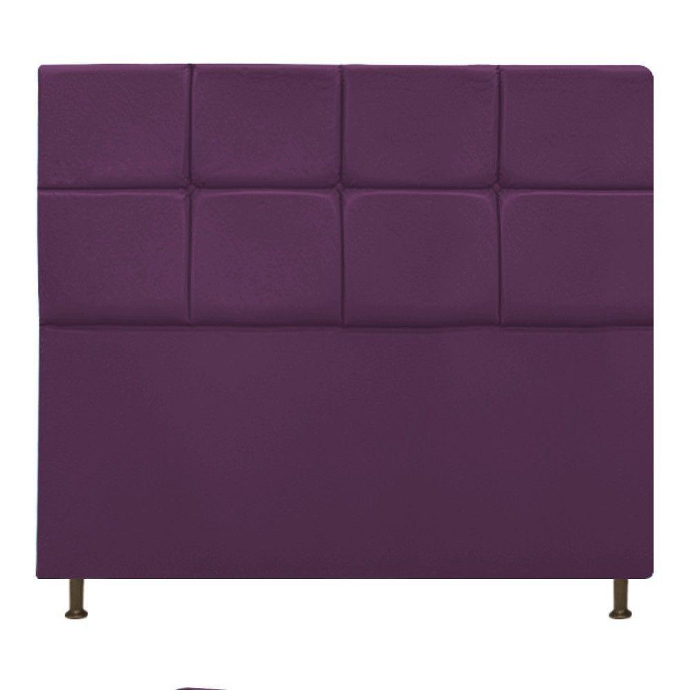 Cabeceira Estofada Damares 140cm Casal com Botonê Roxo - 1