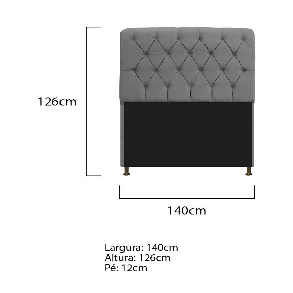 Cabeceira Estofada Lady 140cm Solteiro c/ Capitone Suede - 2
