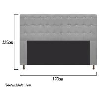 Cabeceira Estofada Dama 140 Cm Casal com Strass Suede Cinza - 2