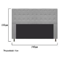 Cabeceira Estofada Dama 140 Cm Casal com Strass Suede Cinza - 5