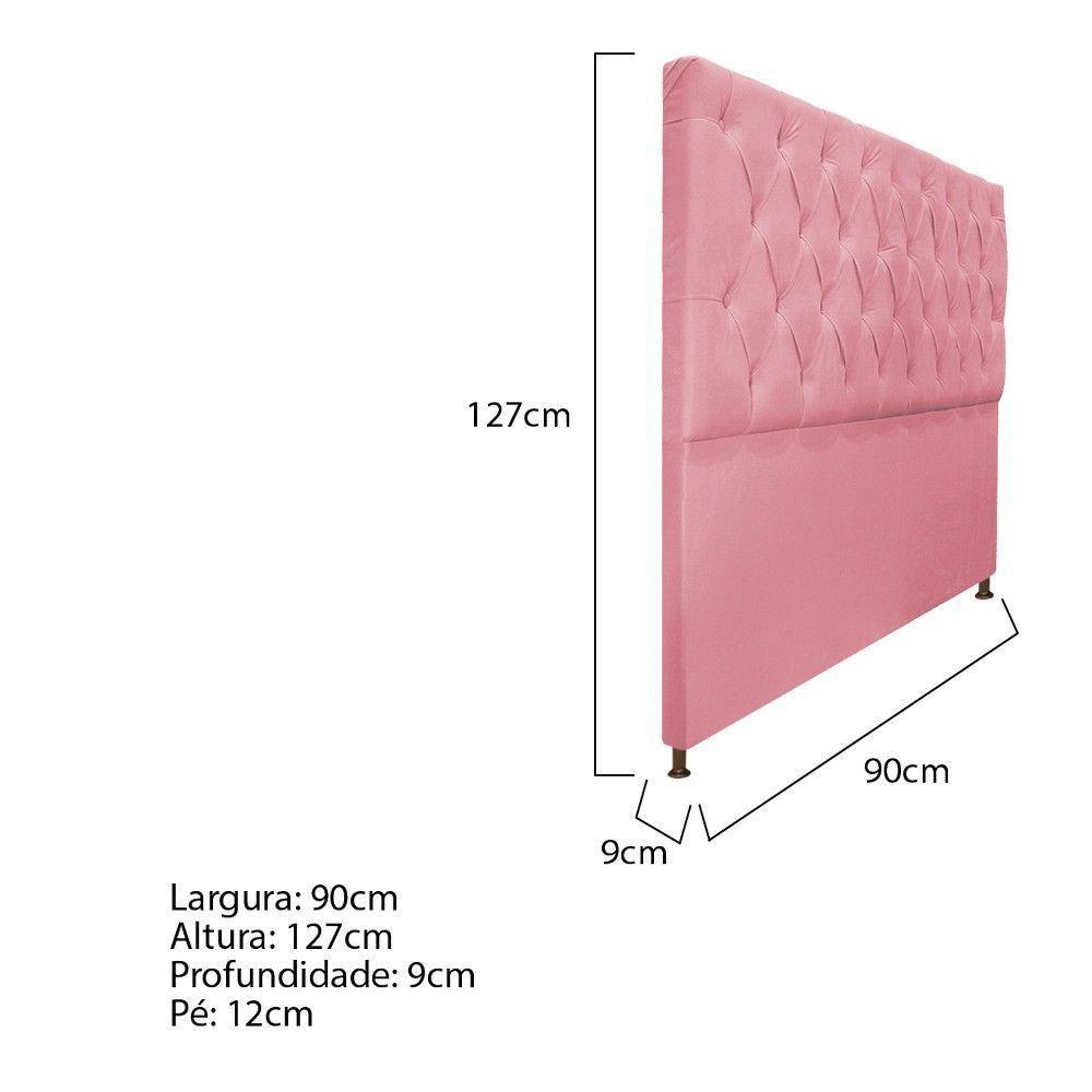 Cabeceira Sofia 90cm Solteiro Suede Rosa Bebê - 11