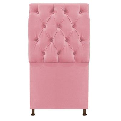 Cabeceira Sofia 90cm Solteiro Suede Rosa Bebê