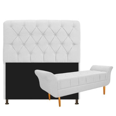 Kit Cabeceira e Recamier 140 Cm Casal Corano Branco