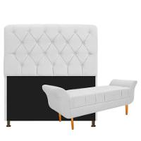 Kit Cabeceira e Recamier 140 Cm Casal Corano Branco - 1