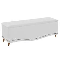 Kit Cabeceira e Calçadeira Yasmim 140cm Casal Corano Branco - 6