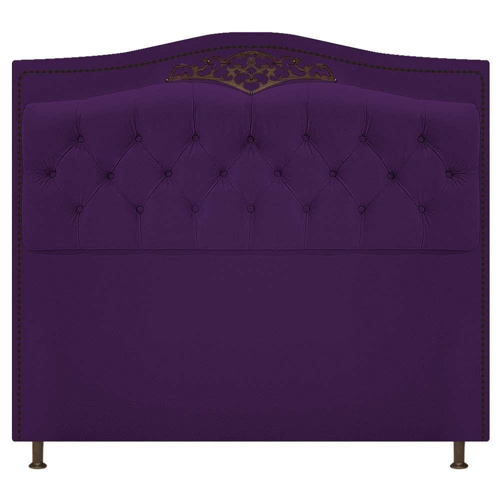 Cabeceira Estofada Yasmim 140 Cm Casal Suede Roxo - 5