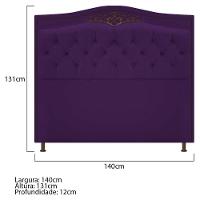 Cabeceira Estofada Yasmim 140 Cm Casal Suede Roxo - 3