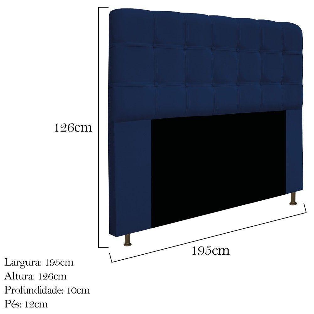Cabeceira Estofada Mel 195 Cm King Size Suede Azul Marinho - 3