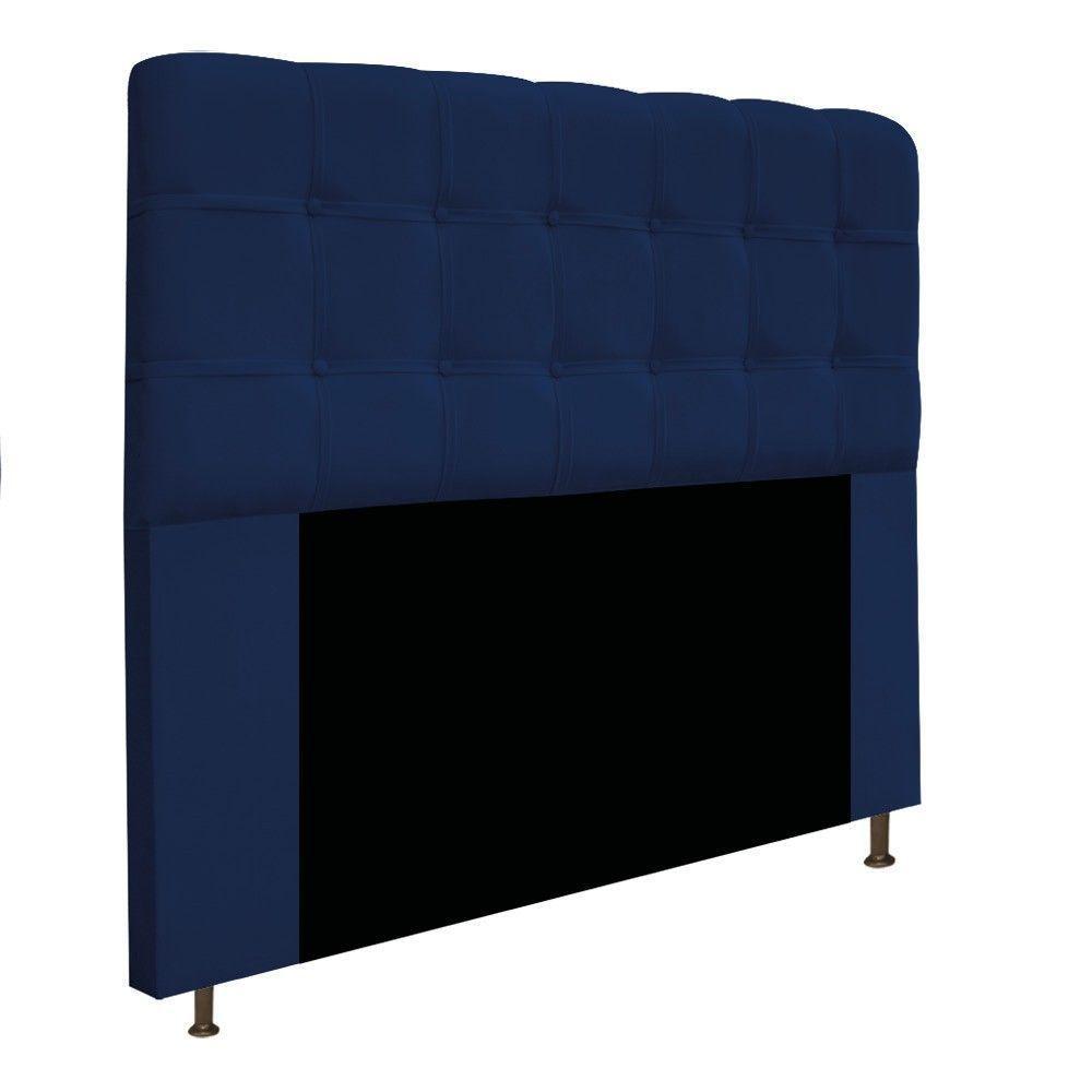 Cabeceira Estofada Mel 195 Cm King Size Suede Azul Marinho - 7