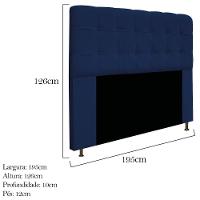 Cabeceira Estofada Mel 195 Cm King Size Suede Azul Marinho