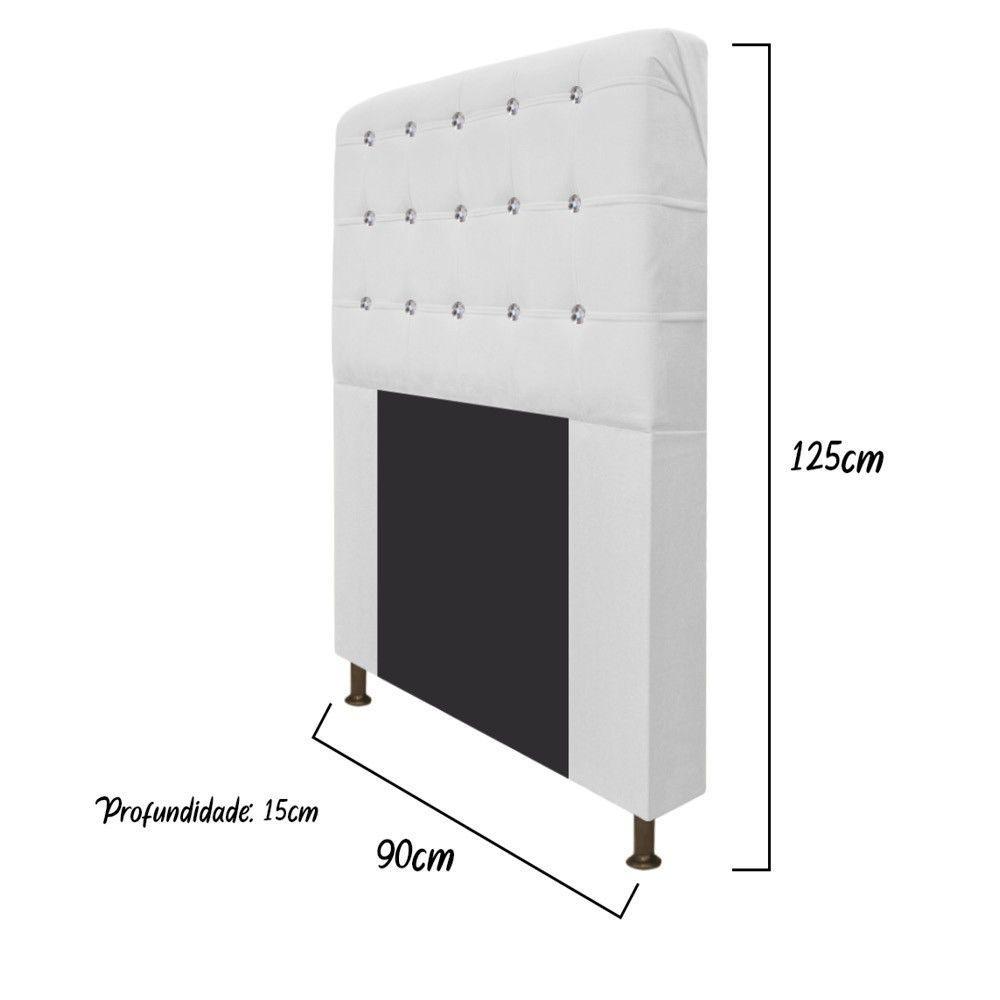 Cabeceira Estofada Dama 90cm Solteiro Suede Branco - 2