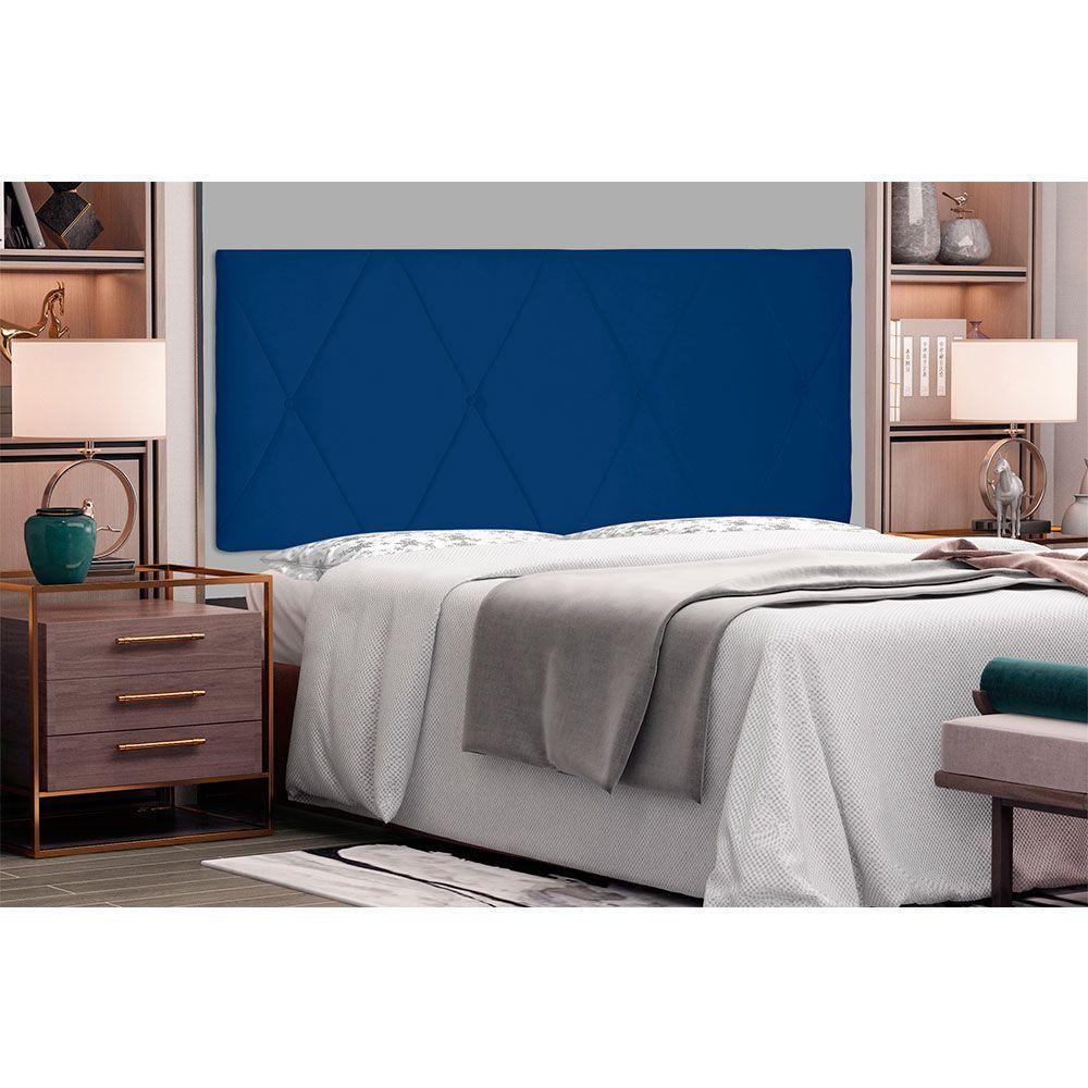 Cabeceira Painel Casal 1,40m Aquilla Suede Azul Marinho - 3