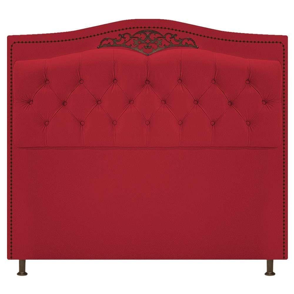 Cabeceira Estofada Yasmim 140 Cm Casal Suede Vermelho - 1
