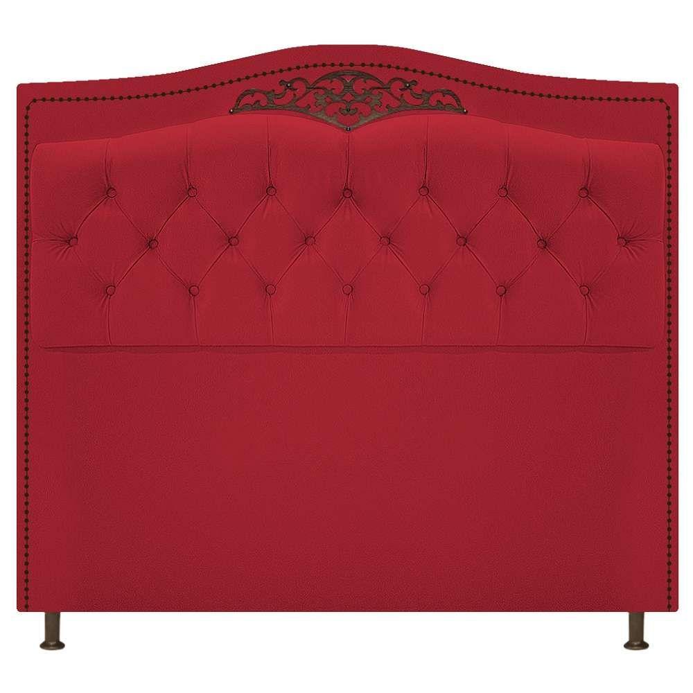 Cabeceira Estofada Yasmim 140 Cm Casal Suede Vermelho - 7