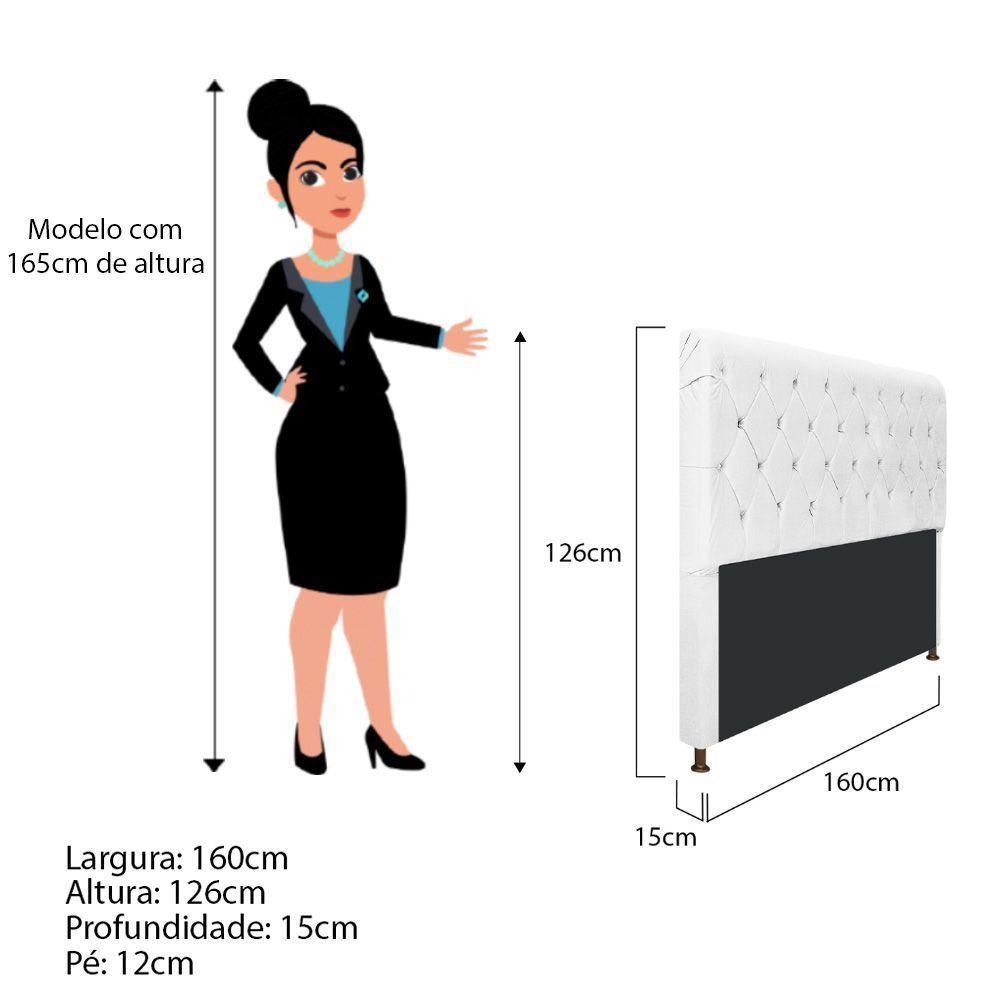 Cabeceira Estofada Cristal 195cm King Size Branco - 3