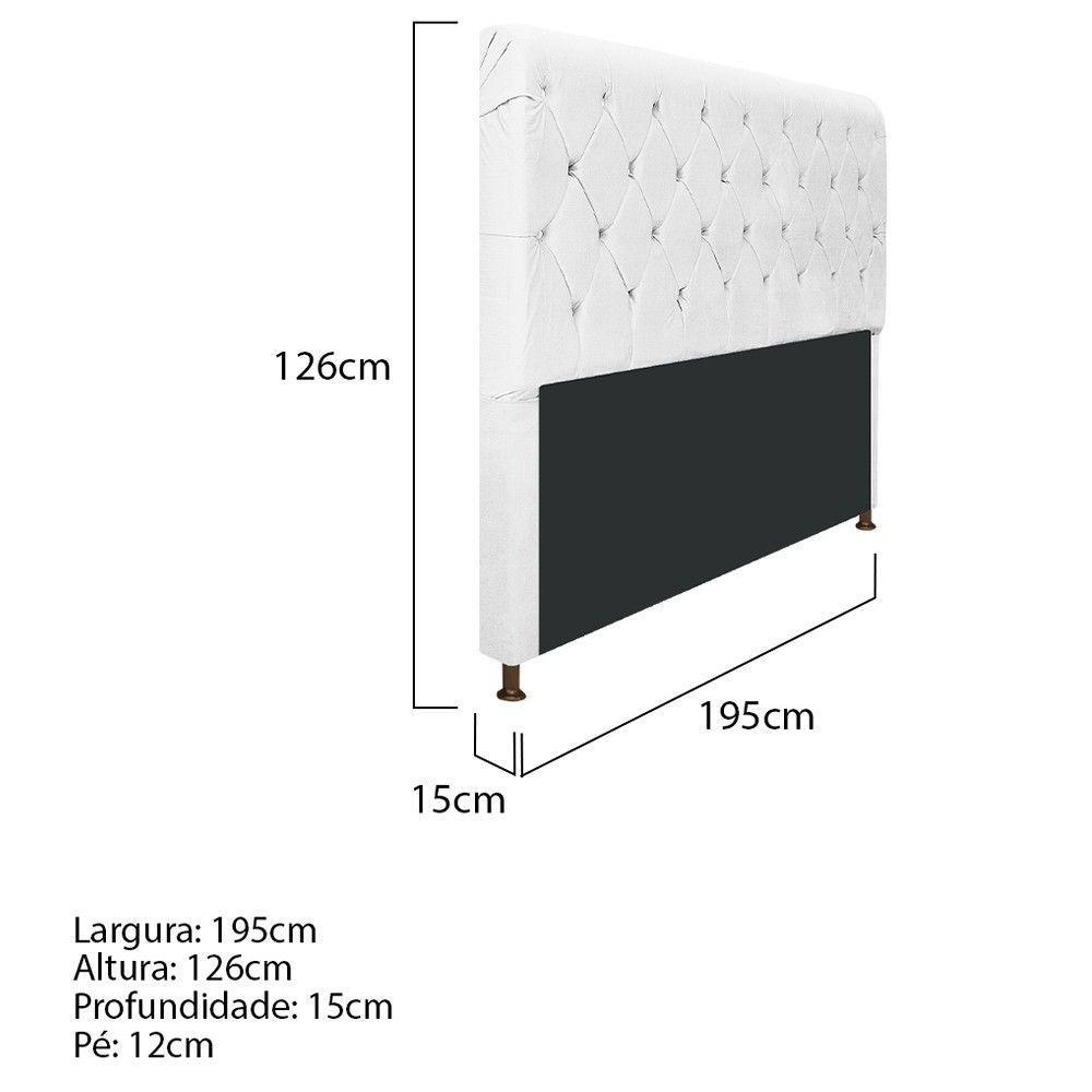 Cabeceira Estofada Cristal 195cm King Size Branco - 6