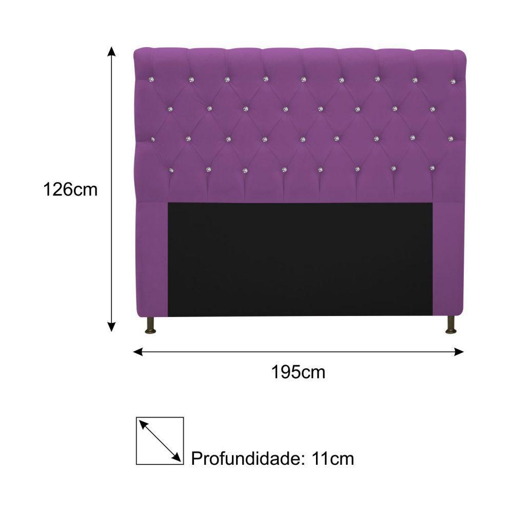 Cabeceira Estofada Cristal 195cm King Size Roxo - 7