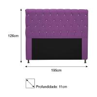 Cabeceira Estofada Cristal 195cm King Size Roxo - 7