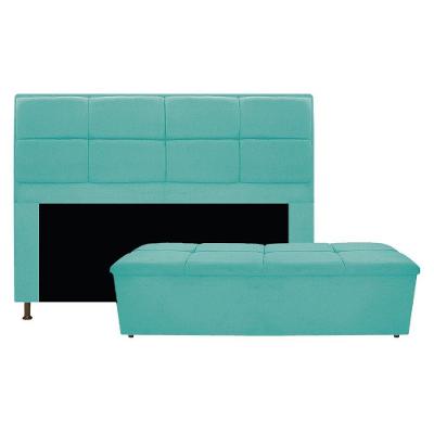 Kit Cabeceira e Calçadeira Munique King Size Azul Tiffany