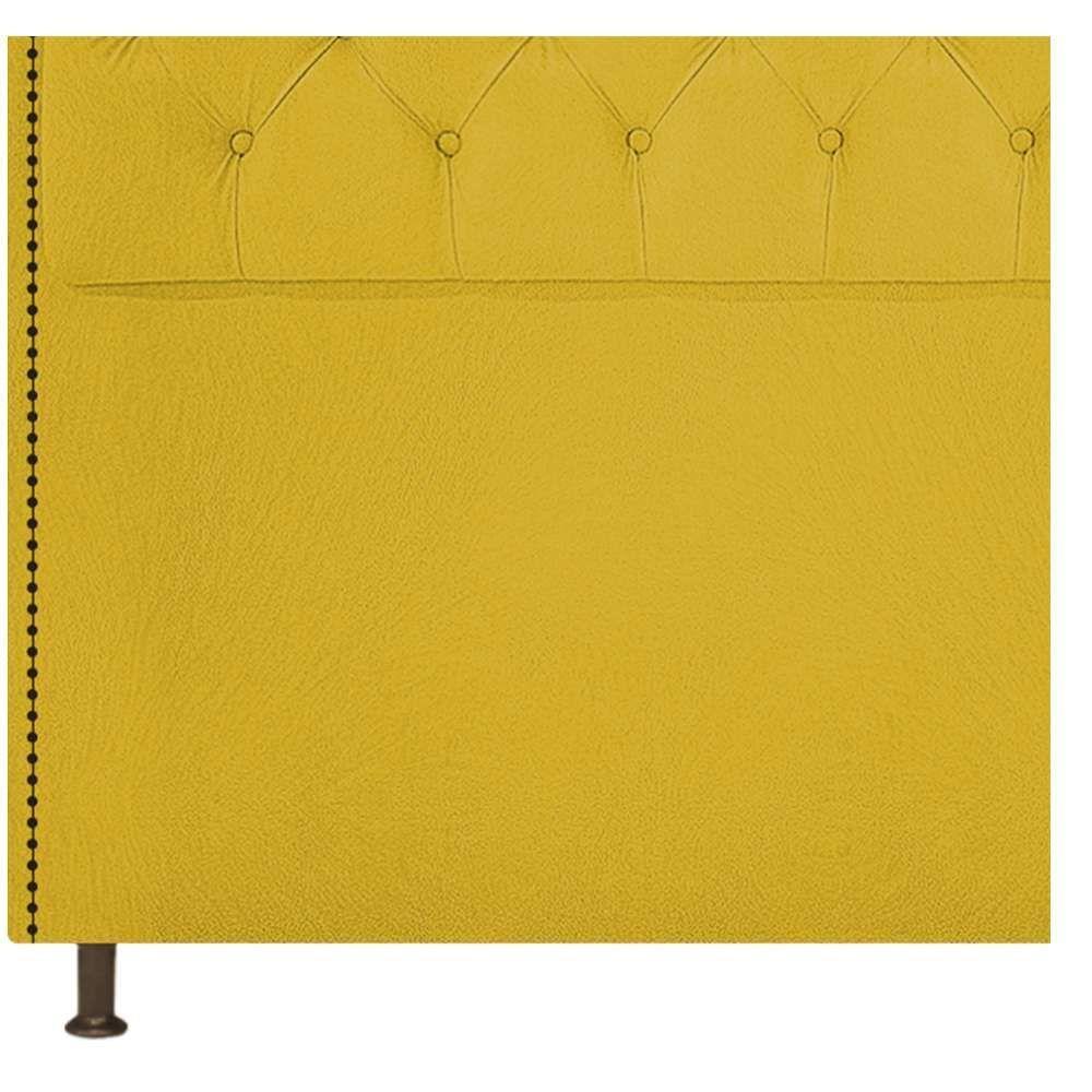Cabeceira Estofada Yasmim 140 cm Casal Suede Amarelo - 4