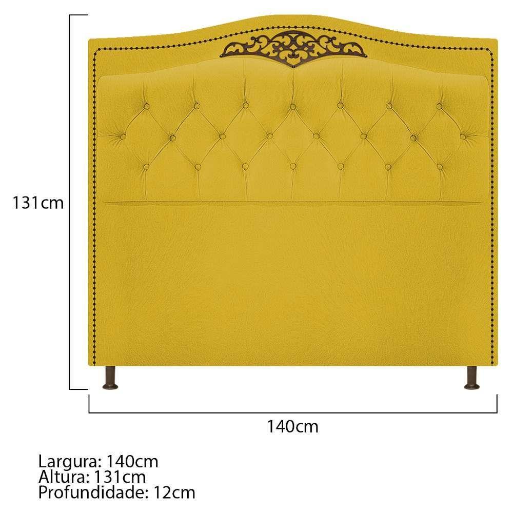 Cabeceira Estofada Yasmim 140 cm Casal Suede Amarelo - 5