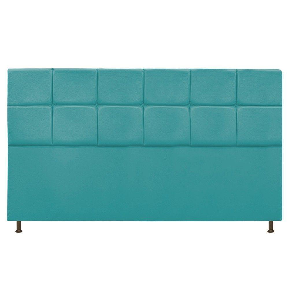 Cabeceira Estofada Damares 195 Cm King Size Azul Turquesa - 1