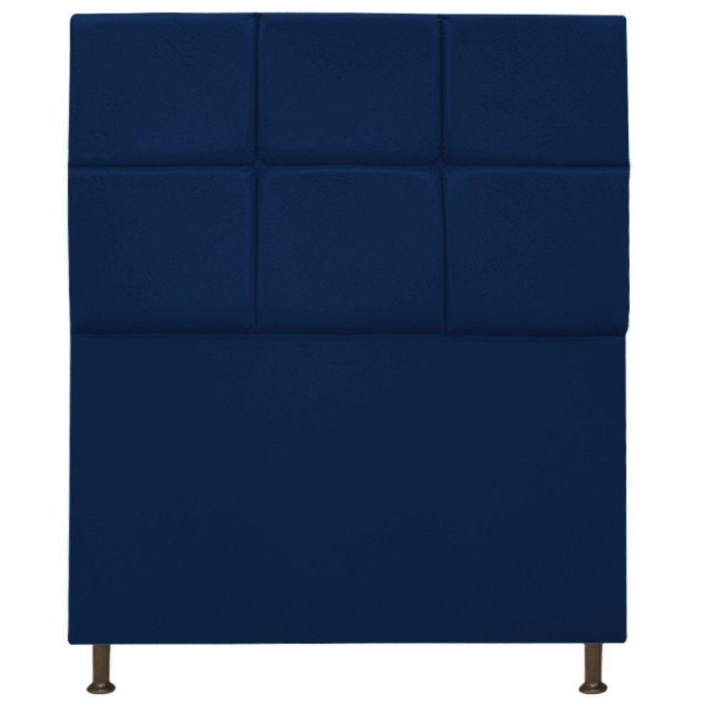 Cabeceira Estofada Damares Solteiro Botonê Suede Azul Marinh - 1