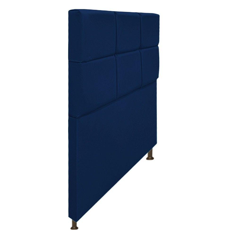 Cabeceira Estofada Damares Solteiro Botonê Suede Azul Marinh - 9