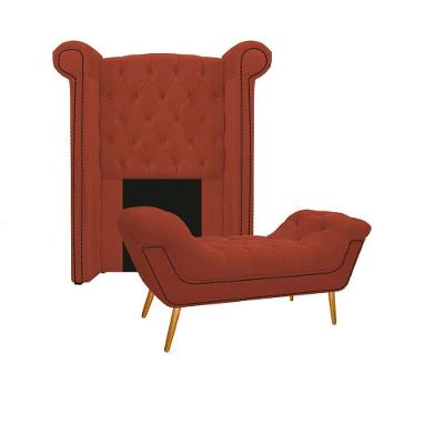 Cabeceira Calçadeira Veneza 100 Cm Solteiro Suede Terracota