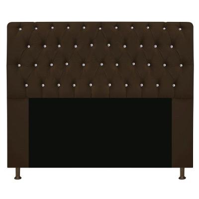 Cabeceira Estofada Lady Com Strass 195cm Queen Size Suede
