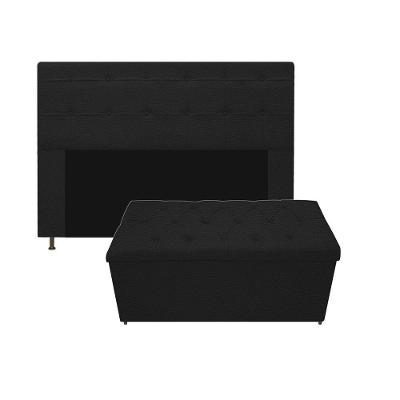 Kit Cabeceira E Calçadeira 160 Cm Queen Size Preto