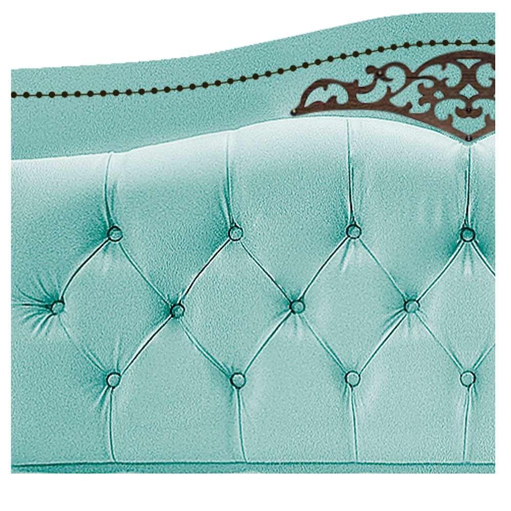 Cabeceira Estofada Yasmim 140 Cm Casal Suede Azul Tiffany - 3