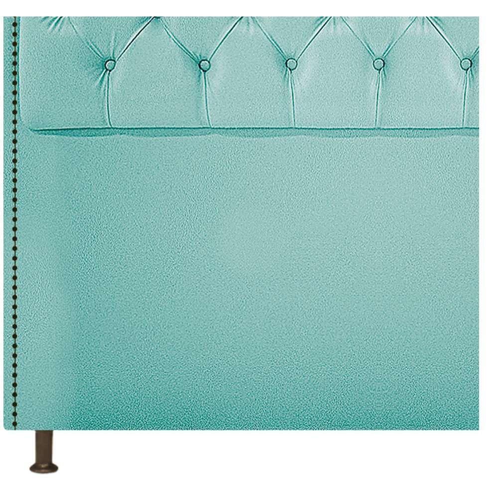 Cabeceira Estofada Yasmim 140 Cm Casal Suede Azul Tiffany - 6