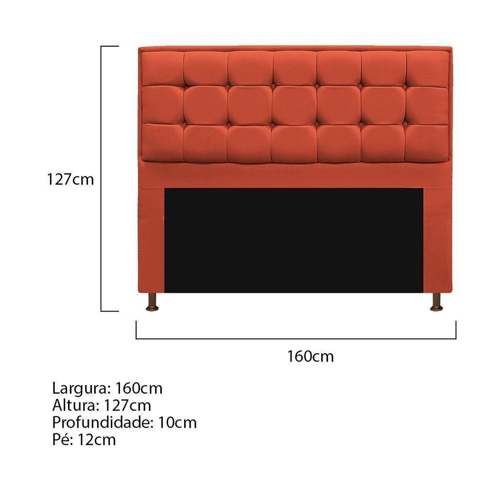 Cabeceira Copenhague 160cm Queen Size Suede Terracota - 3