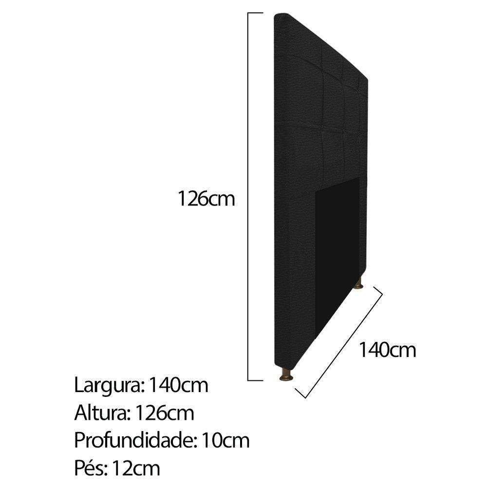 Kit Cabeceira E Calçadeira 140 Cm Casal Preto - 4