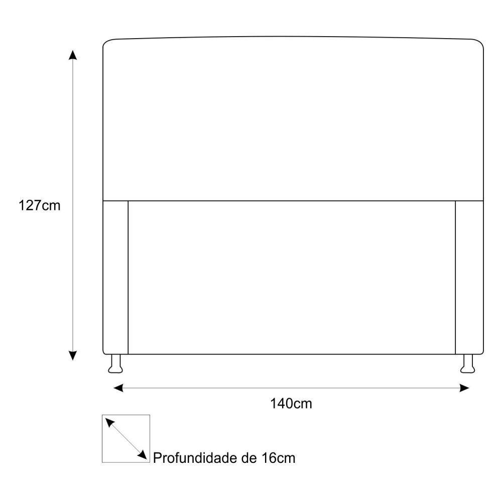 Cabeceira Estofada Dama 140 Cm Casal com Strass Corano Preto - 6