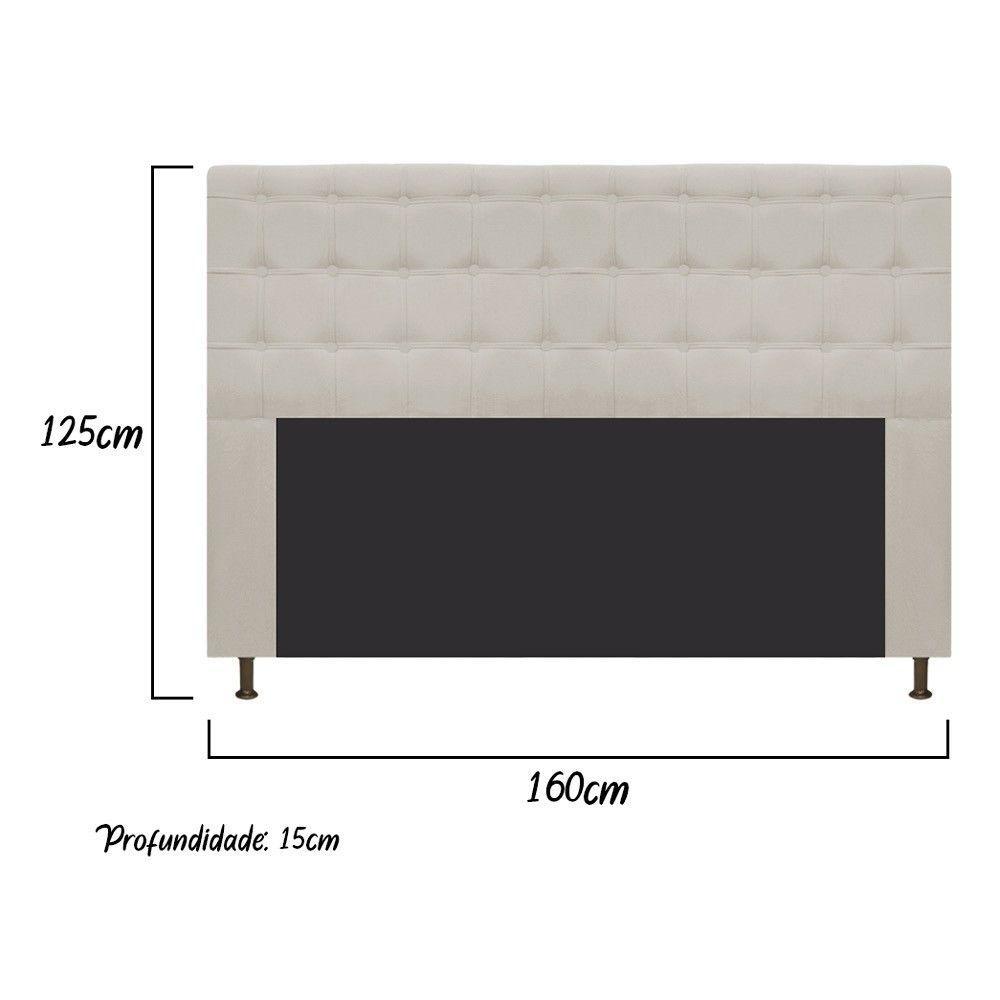 Cabeceira Estofada Dama 160 Cm Queen Size Bege - 6