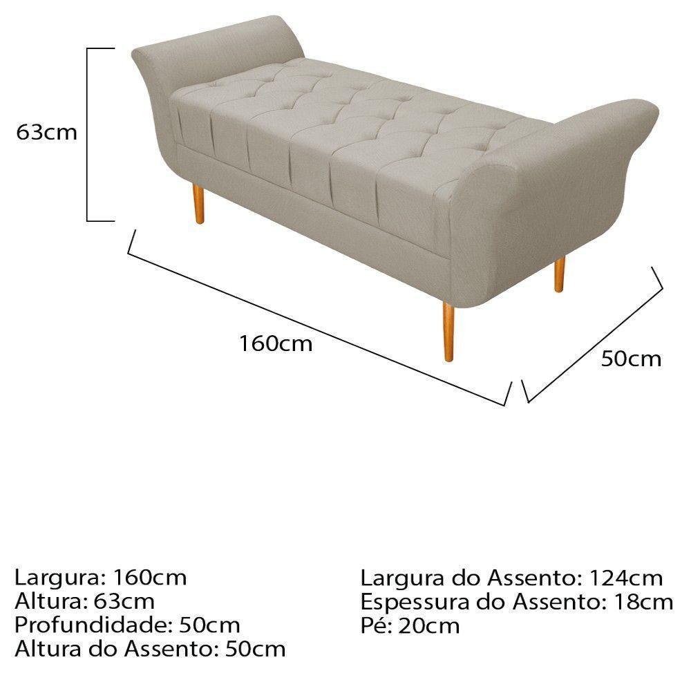 Kit Cabeceira Lady E Recamier Ari 160 Cm Queen Size Suede Bege - Doce Sonho Móveis - 3