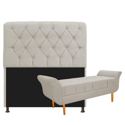 Kit Cabeceira Lady E Recamier Ari 160 Cm Queen Size Suede Bege - Doce Sonho Móveis