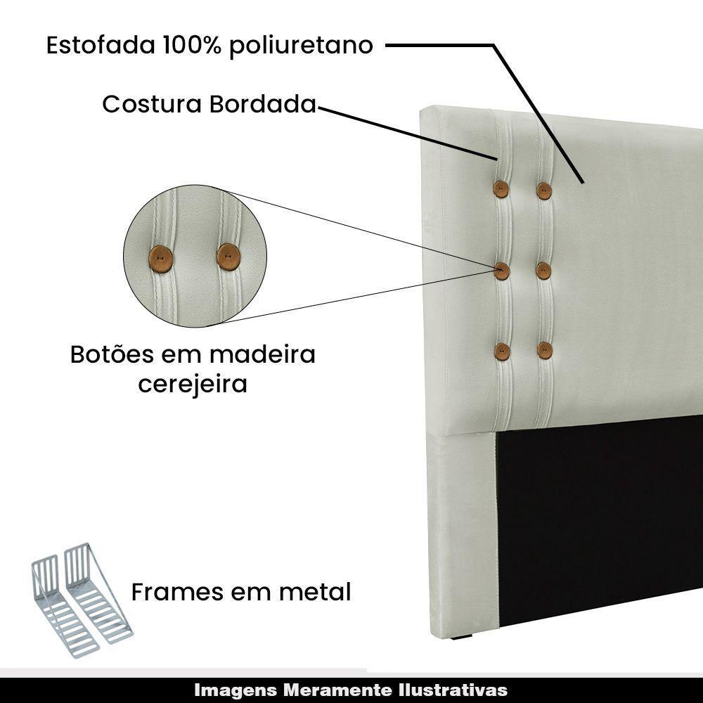 Cabeceira Casal 1,40m Kors Veludo Prata Gran Belo - 4