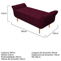 Kit Cabeceira Lady E Recamier Ari 90 Cm Solteiro Suede Bordô - Doce Sonho Móveis - 3