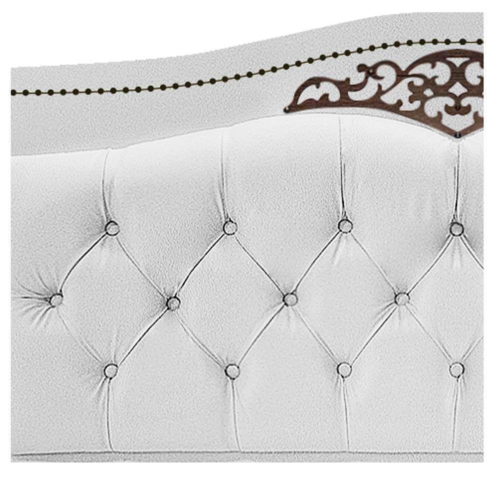 Kit Cabeceira e Calçadeira Yasmim 140cm Casal Suede Branco - 5