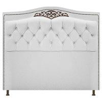 Kit Cabeceira e Calçadeira Yasmim 140cm Casal Suede Branco