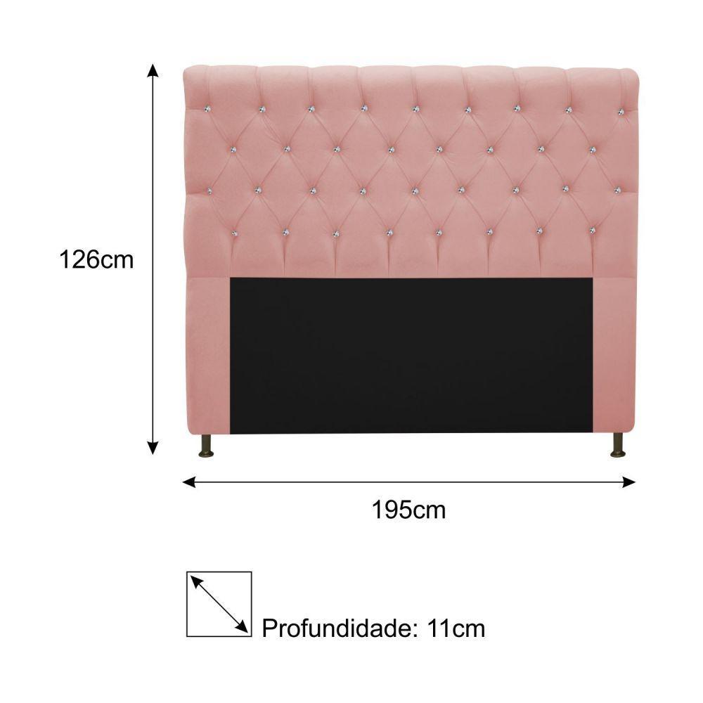 Cabeceira Estofada Cristal 195cm King Size Rosê - 4