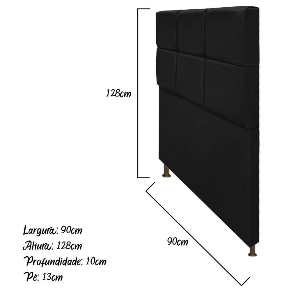 Cabeceira Estofada Damares 90cm Solteiro Botonê Suede Preto - 4