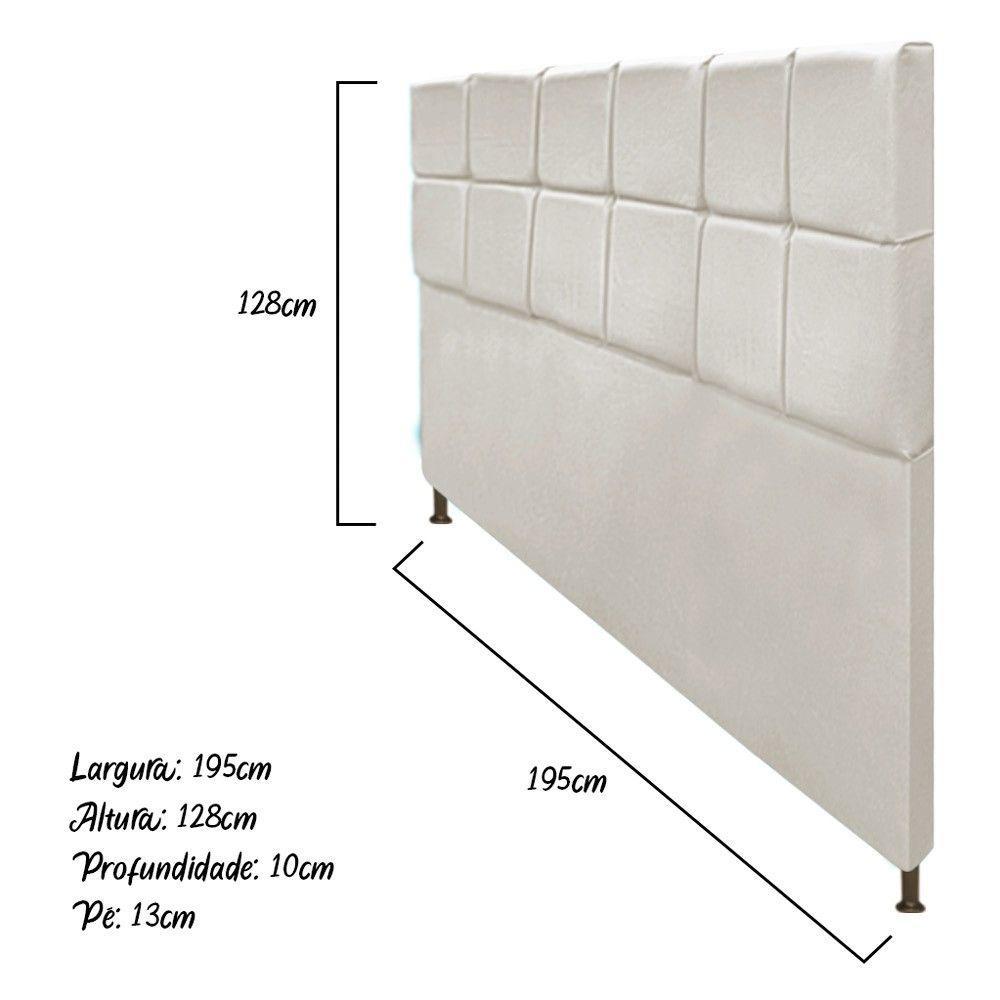 Cabeceira Estofada Damares 195 Cm King Size com Botonê Bege - 5