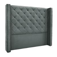 Cabeceira Queen Size 1,84m Loewe Veludo Cinza - Gran Belo - 1