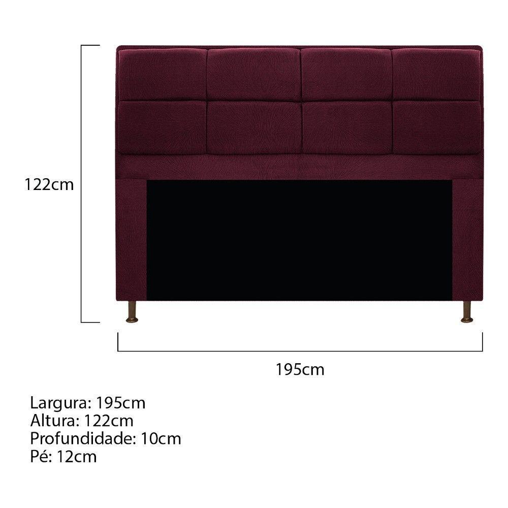 Kit Cabeceira Calçadeira Munique 195cm King Size Suede Bordô - 4
