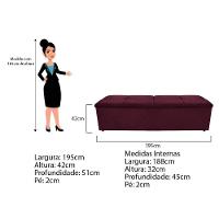 Kit Cabeceira Calçadeira Munique 195cm King Size Suede Bordô - 9