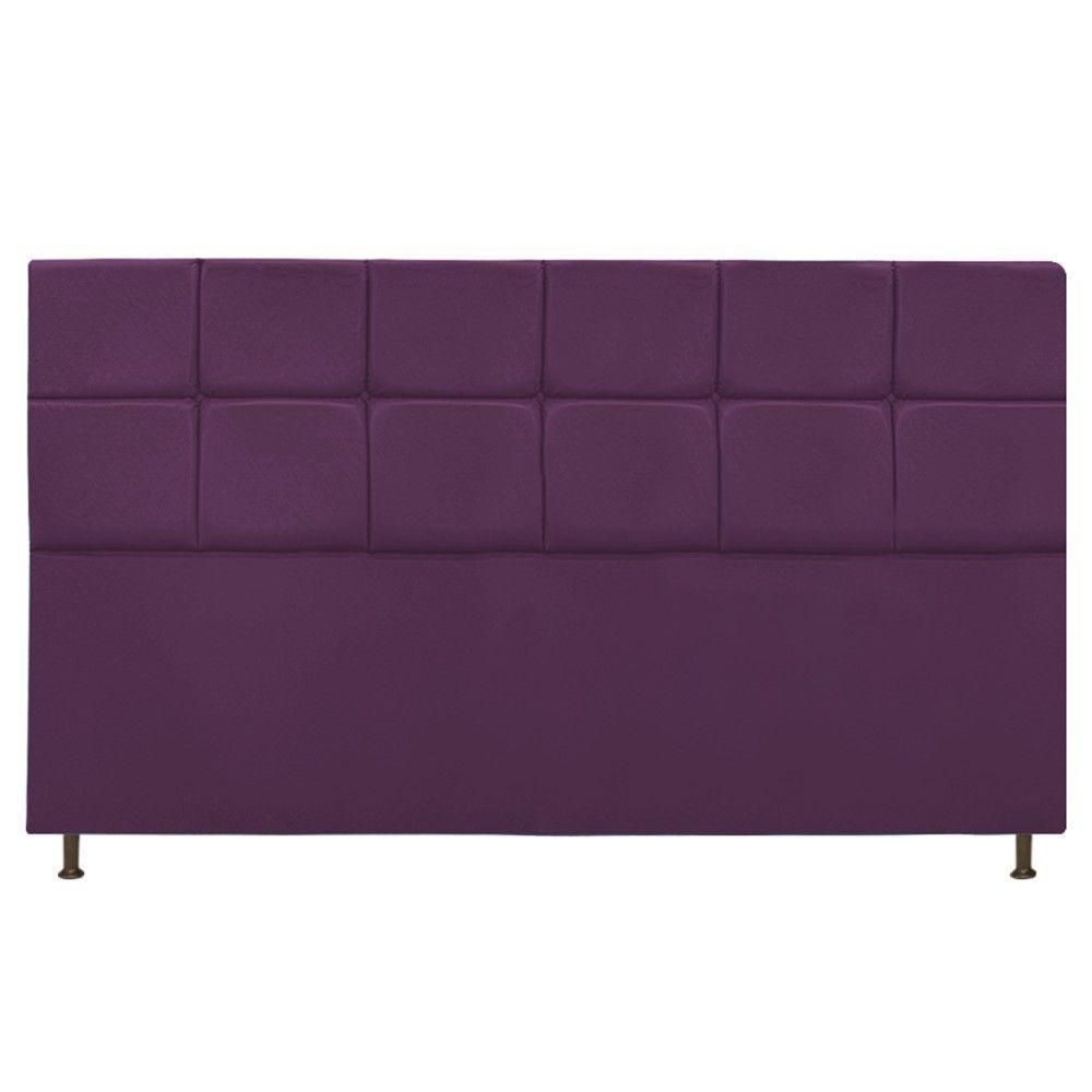 Cabeceira Estofada Damares 195 Cm King Size com Botonê Roxo - 1